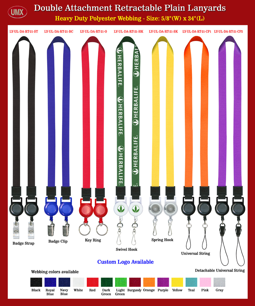Overall View: Helpful Photo For Double-Ended Retractable Lanyards: With 5/8" Heavy-Duty Neck Lanyard Straps Buyer