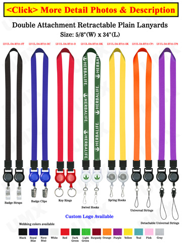 Double-Ended Retractable Lanyards: With 5/8 Heavy-Duty Neck Lanyard Straps  