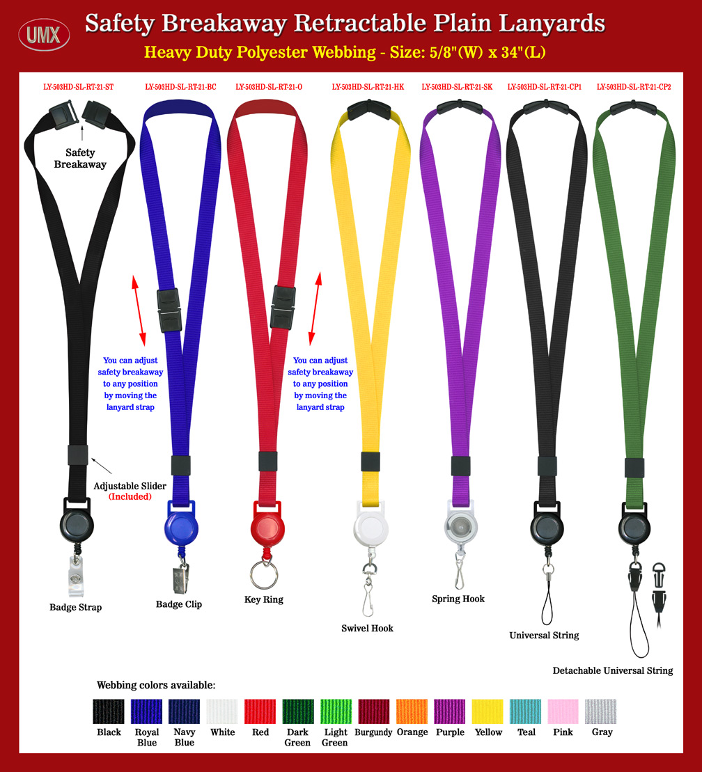 Overall View: Helpful Photo For Retractactable Breakaway Lanyards 5/8" Safety Badge Holder Neck Straps  Buyer