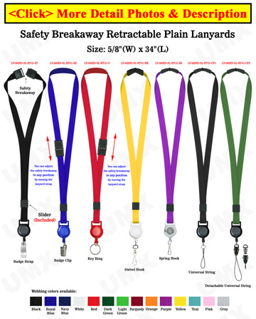 Retractable Breakaway Lanyards 5/8 Safety Badge Holder Neck Straps 