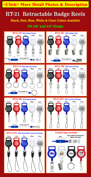 Retractable Reels: With Flat Lanyard Strap Connectors / Adpaters