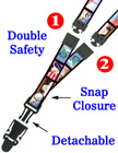 Quick Release Double Secured Lanyards: 3/4" Pattern Printed Quick Release Double Secured Neck Straps LY-P-SC-DS-DB/Per-Piece