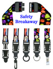 Quick Release Safety Lanyards: 3/4" Pattern Printed Quick Release Safety Neck Straps LY-P-SC-N-DB/Per-Piece