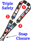 Secured ID Lanyards: 3/4" Pattern Printed Secured Identifications, Safety ID Neck Straps