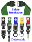 Detachable Safety Lanyards 3/4" Neck Straps: Snap Closure Name Tag Holders LY-SC-N-DB/Per-Piece
