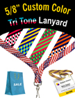 5/8" Tri Tone Shoe String Custom Lanyards: USA Flag Style