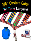 3/8" 3 Color Shoelace Custom Woven Lanyards: USA Flag Style