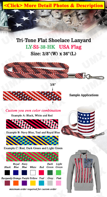 3/8" USA Flag Stripe Lanyard With Swivel Hook
