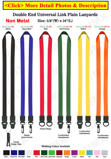 All Plastic Double-Ends Neck Lanyards For Name Badge Holders