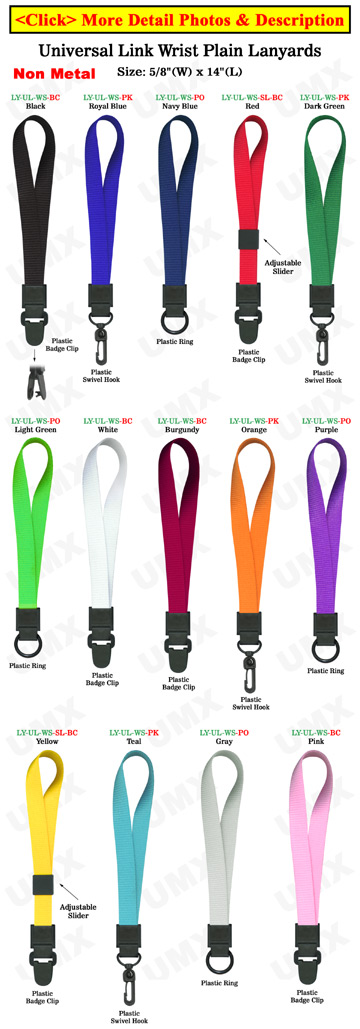 Plastic Wrist Lanyards: 5/8" Non-Metal Wrist Strap Attachment Models