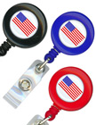 USA Flag Badge Reels: Retractable Name Badge Holders