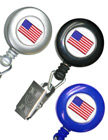 American Flag Retractable ID Badge Holders With ID Badge Clips RT-02-USA-FLAG/Per-Piece