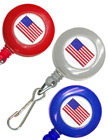USA Flag Retractable ID Card Holders With Spring Hooks