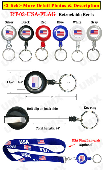 USA Flag Retractable Keychains: Patriotic Key Chain Reels