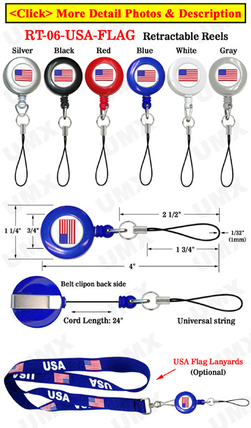 USA Flag Retractable Universal Cell Phone Strings