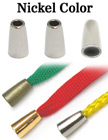 1/8"(D) Nickel Finish Steel Cord Ends: Long Cone Shaped : with 1/8"(D, Top Hole) x 1/4"(D, Bottom Hole)