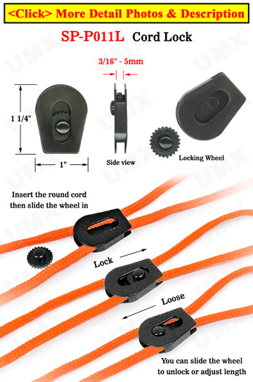 Plastic Cord Stoppers: Drawstring Locks, Rectangular, One Hole  5mm(D)=3/16(D) 