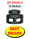 Cord Lock: Small Size, Low Profile Cylinder Shape - Two-Holes - 3/16"(D)=5mm(D)