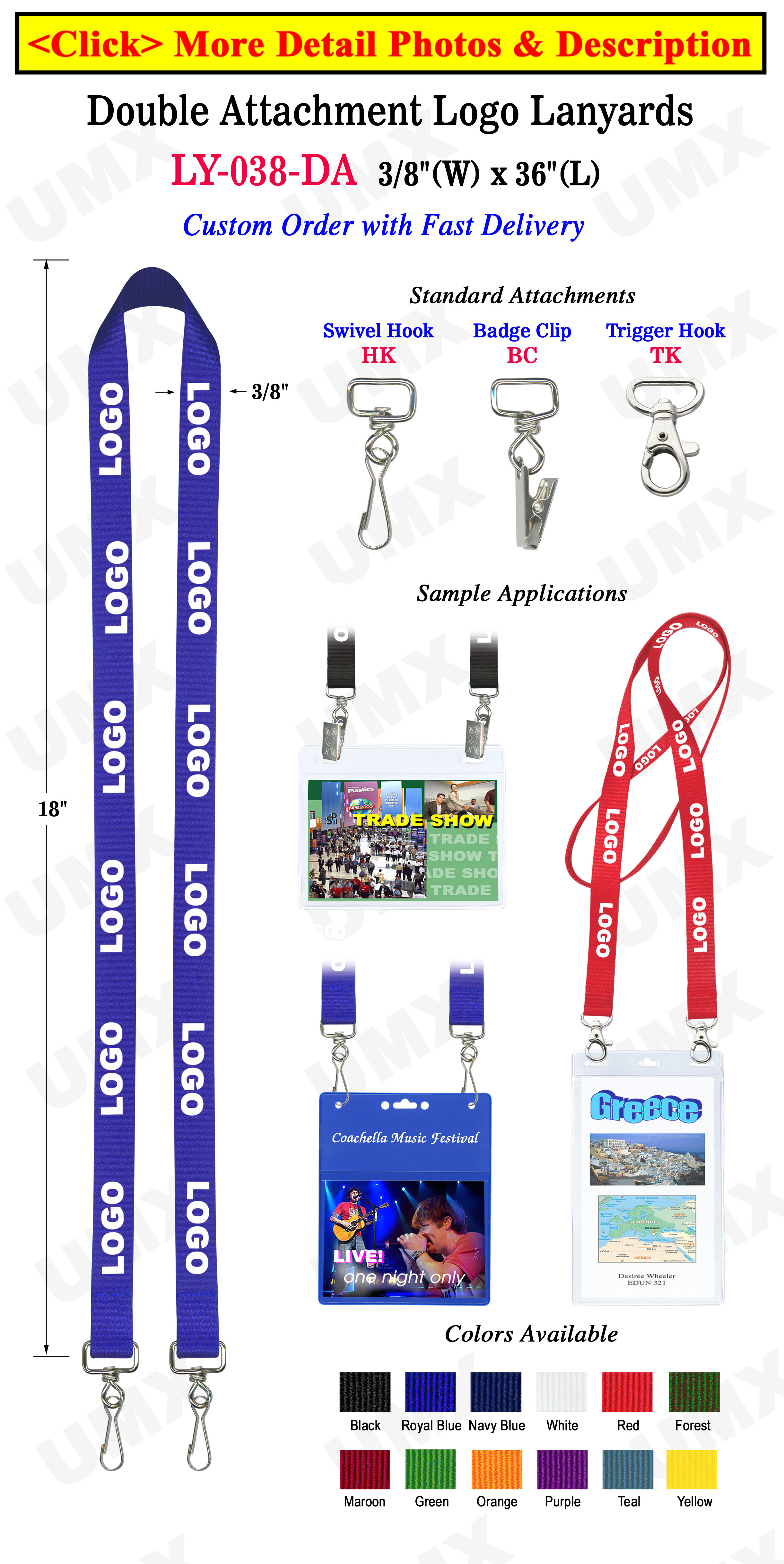 5/8" Full Color Dye Sub Lanyards with Custom Logo Printed