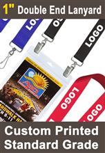 1" Promotional Logo Lanyards For Badges  with Two Clip Holes