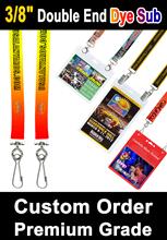 3/8" Custom Double Ended Lanyards With Dye Sublimated Custom Imprint LY-402-DA-Dye-Sub/Per-Piece