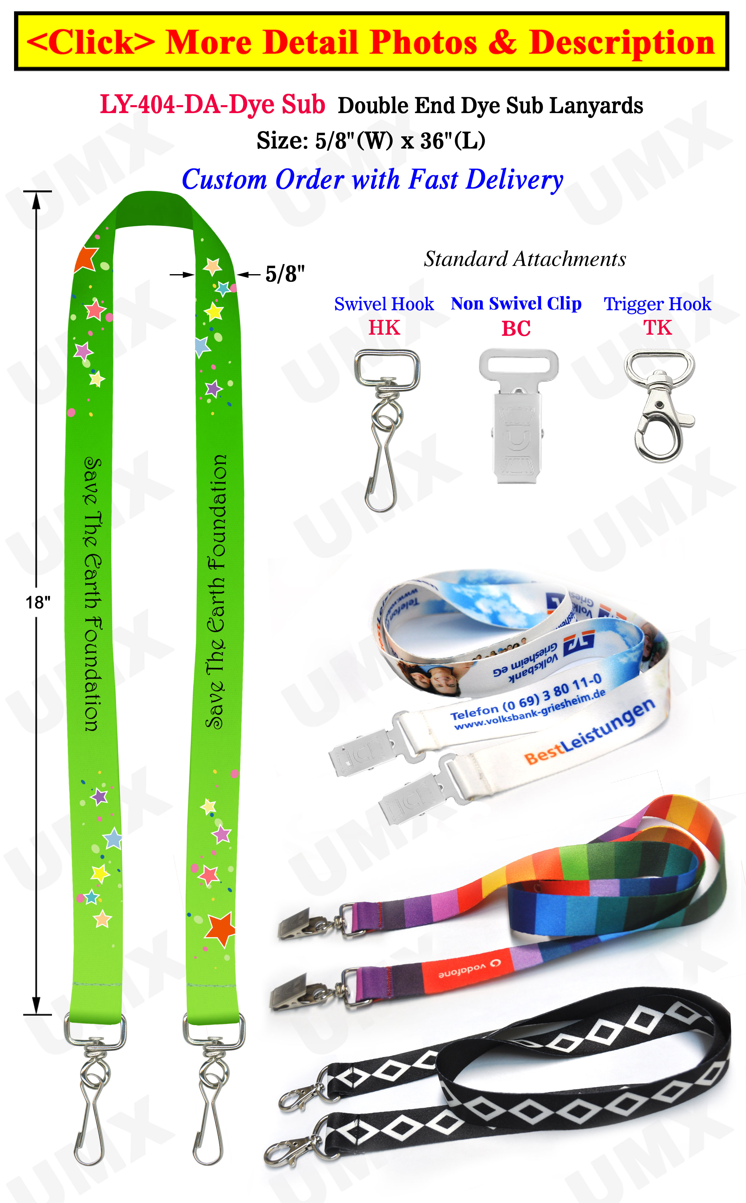 Custom Logo Two Ended Lanyards With Dye Sublimated Custom Imprint