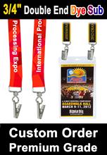 3/4" Full Color Custom ID Lanyards With 2 Badge Clips or 2 Hooks LY-405-DA-Dye-Sub/Per-Piece