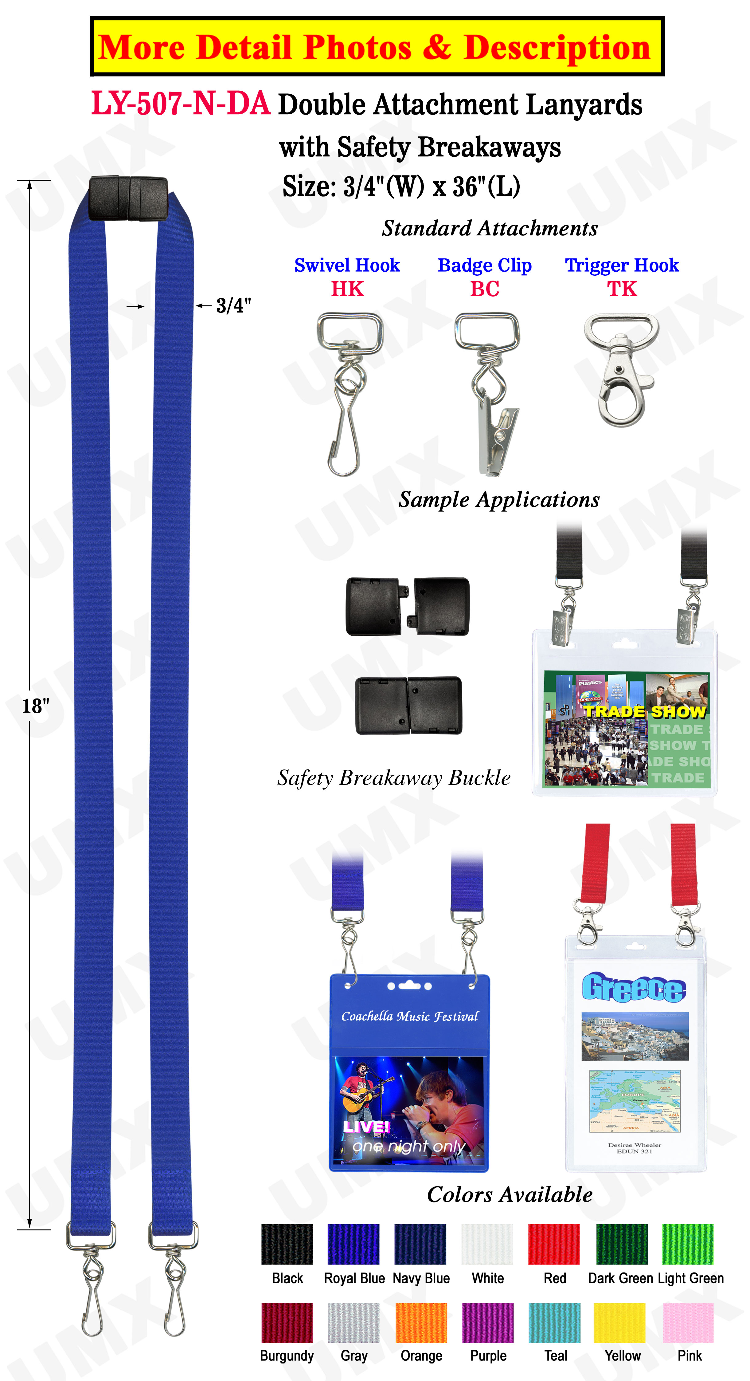 3/4" Conference Lanyards with Two Ends