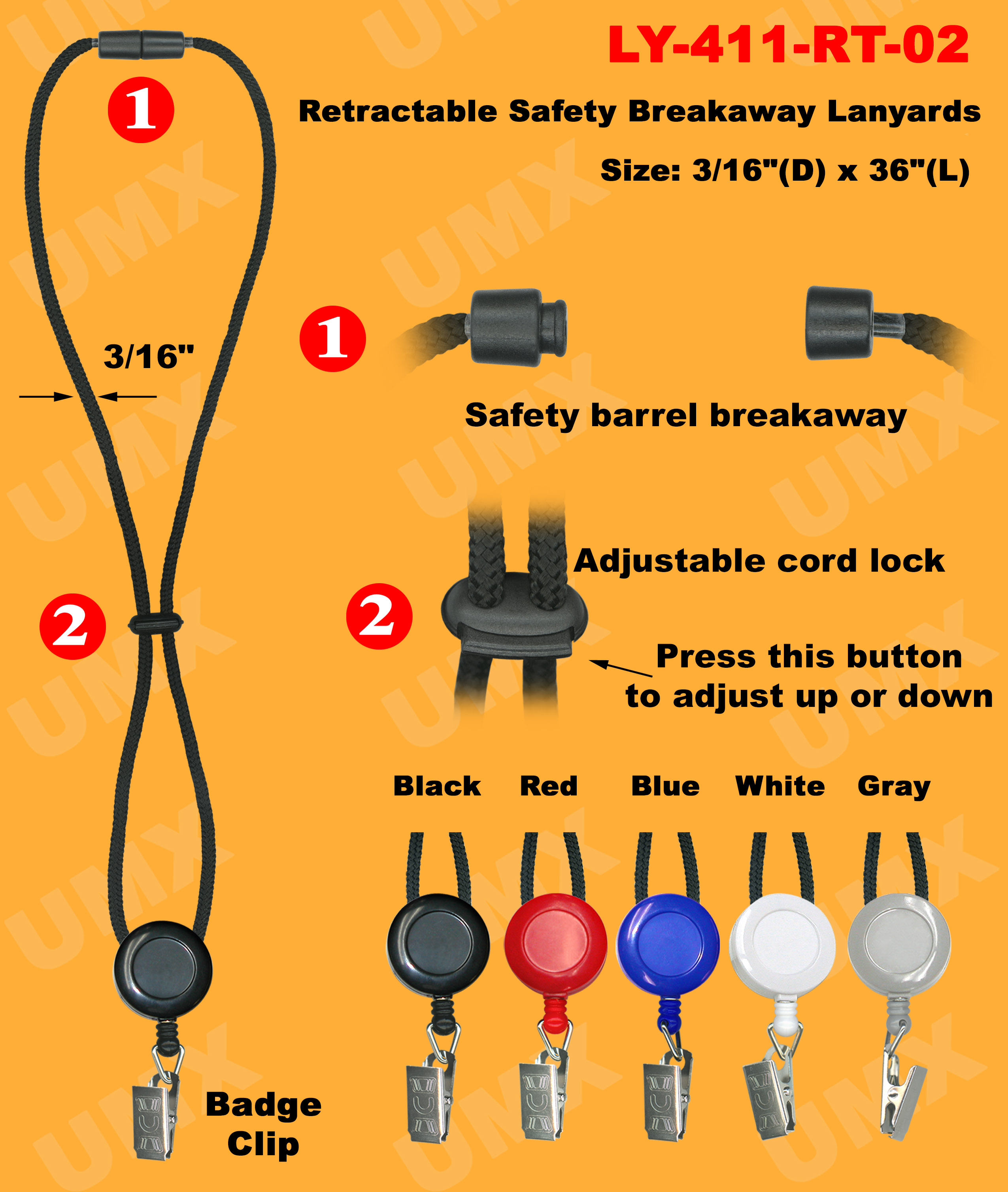 Retractable ID Holder Safety Lanyards With Badge Clips