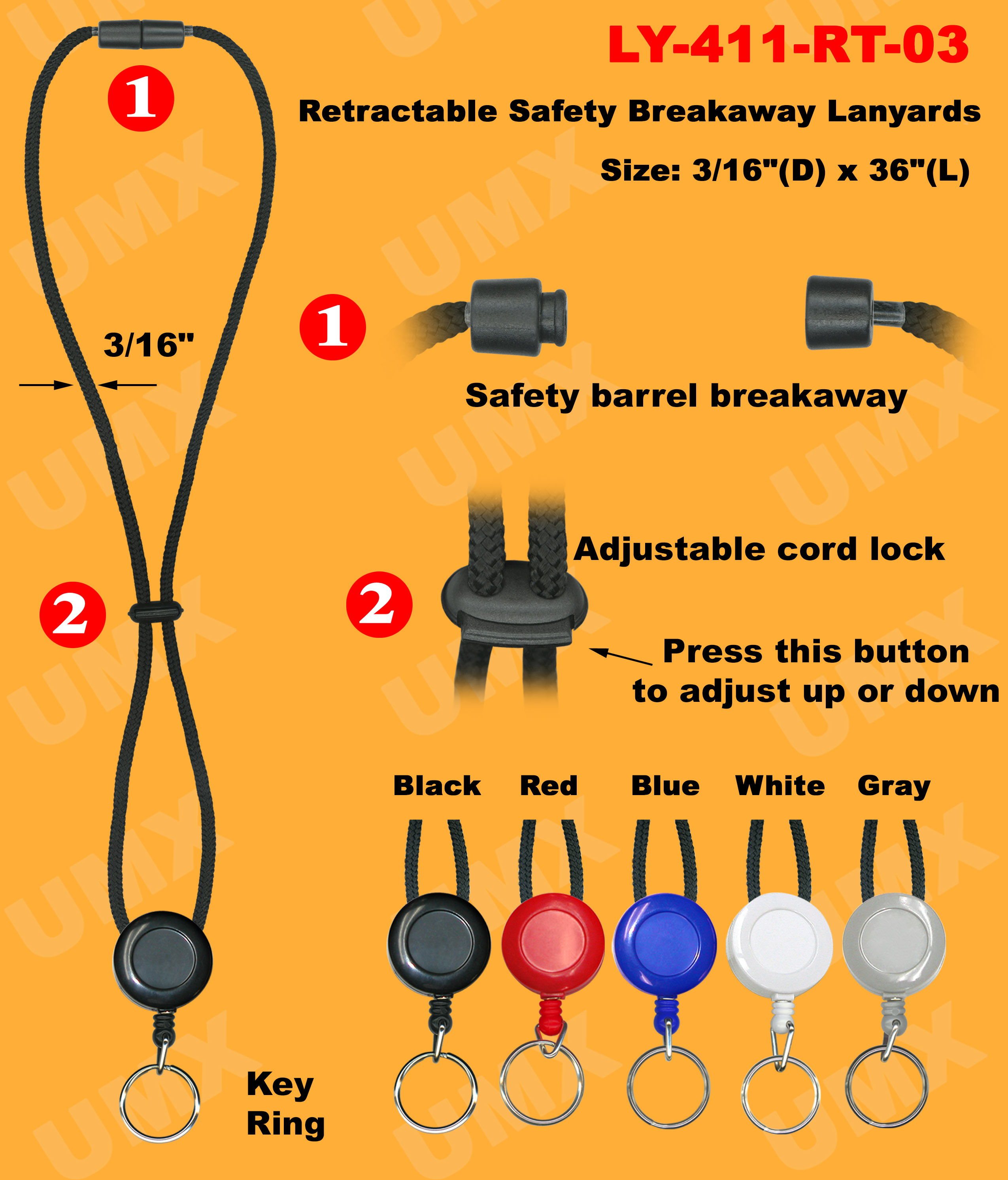 Retractable Keychain Safety Lanyards With Split Key Rings