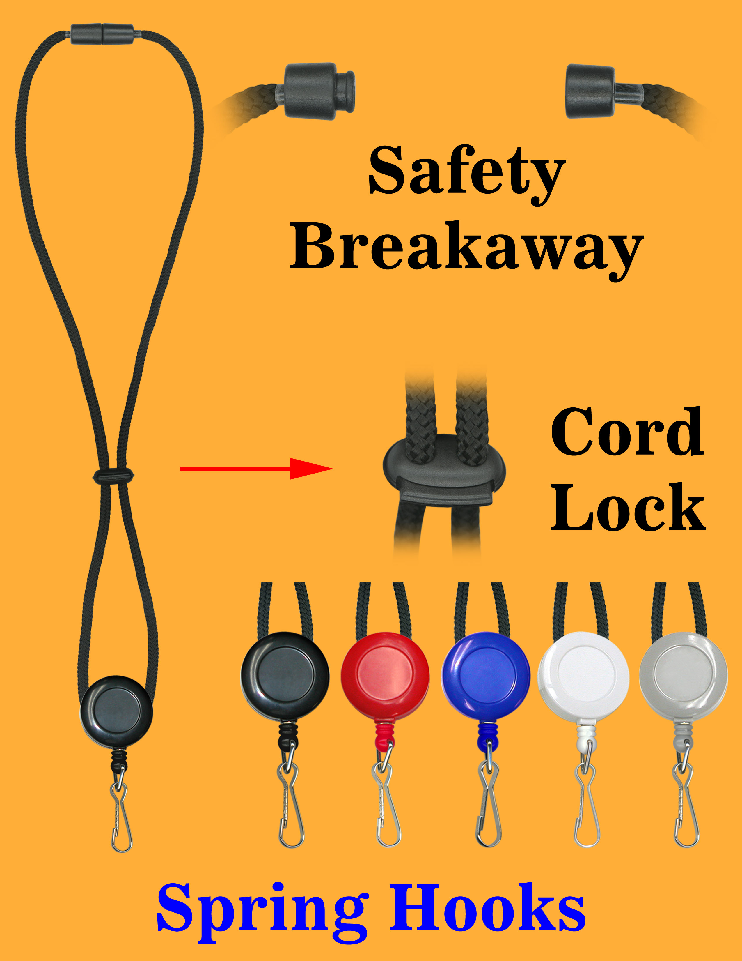 Retractable Spring Hook Safety Lanyards With Metal Hooks 