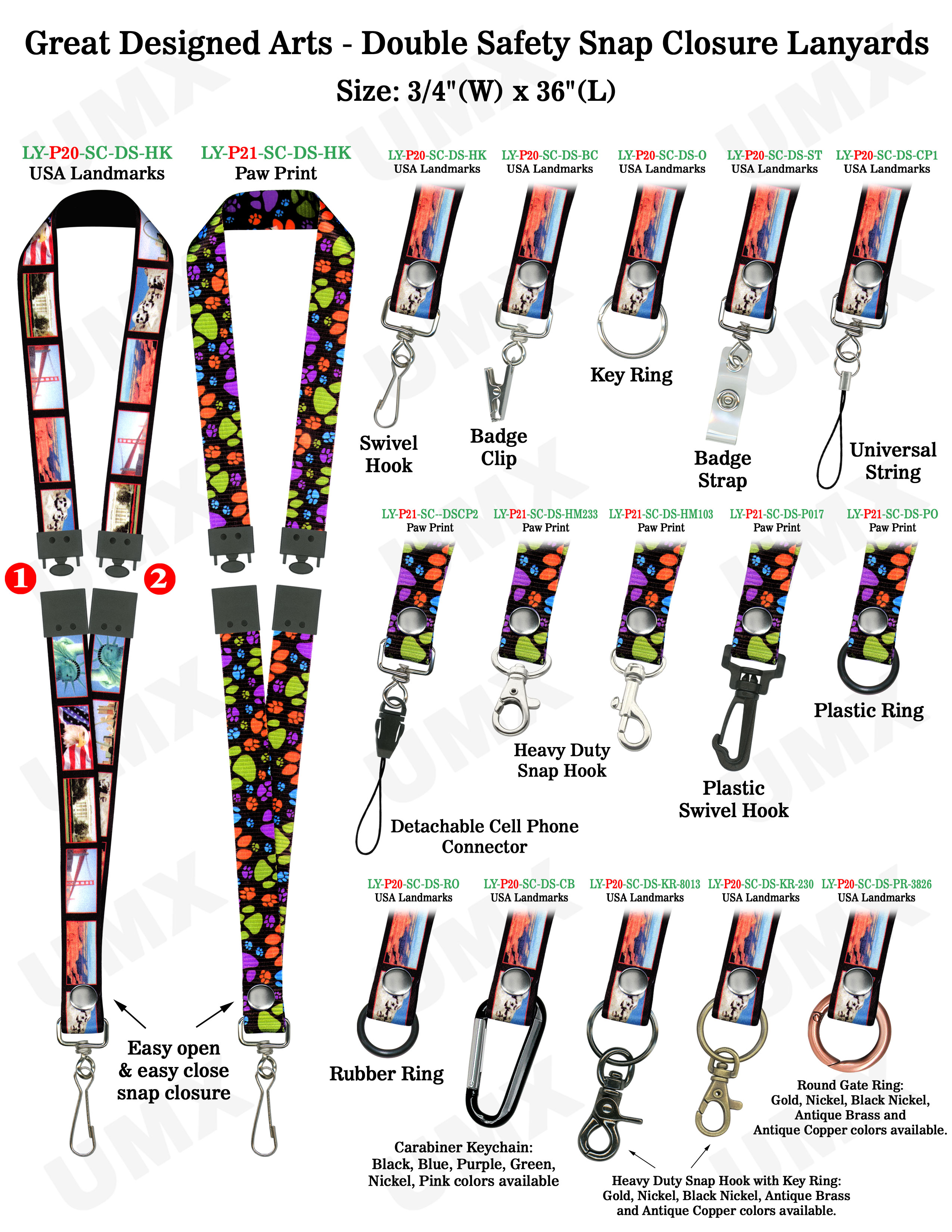 Secured Badge Lanyards: 3/4" Pattern Printed Security Badges, Neck Straps