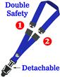 Detachable Two Breakaway Lanyards: 3/4" Safety Neck Straps: Snap Fastener ID Tag Holders LY-SC-DS-DB/Per-Piece