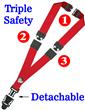 Detachable Three Safety Lanyards: 3/4" Breakaway Neck Straps: Snap Fastener Badge Holders LY-SC-TS-DB/Per-Piece