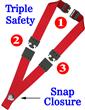 Triple Breakaway Lanyards: 3/4" Safty Neck Straps: Snap Closure ID Badge Holders LY-SC-TS/Per-Piece