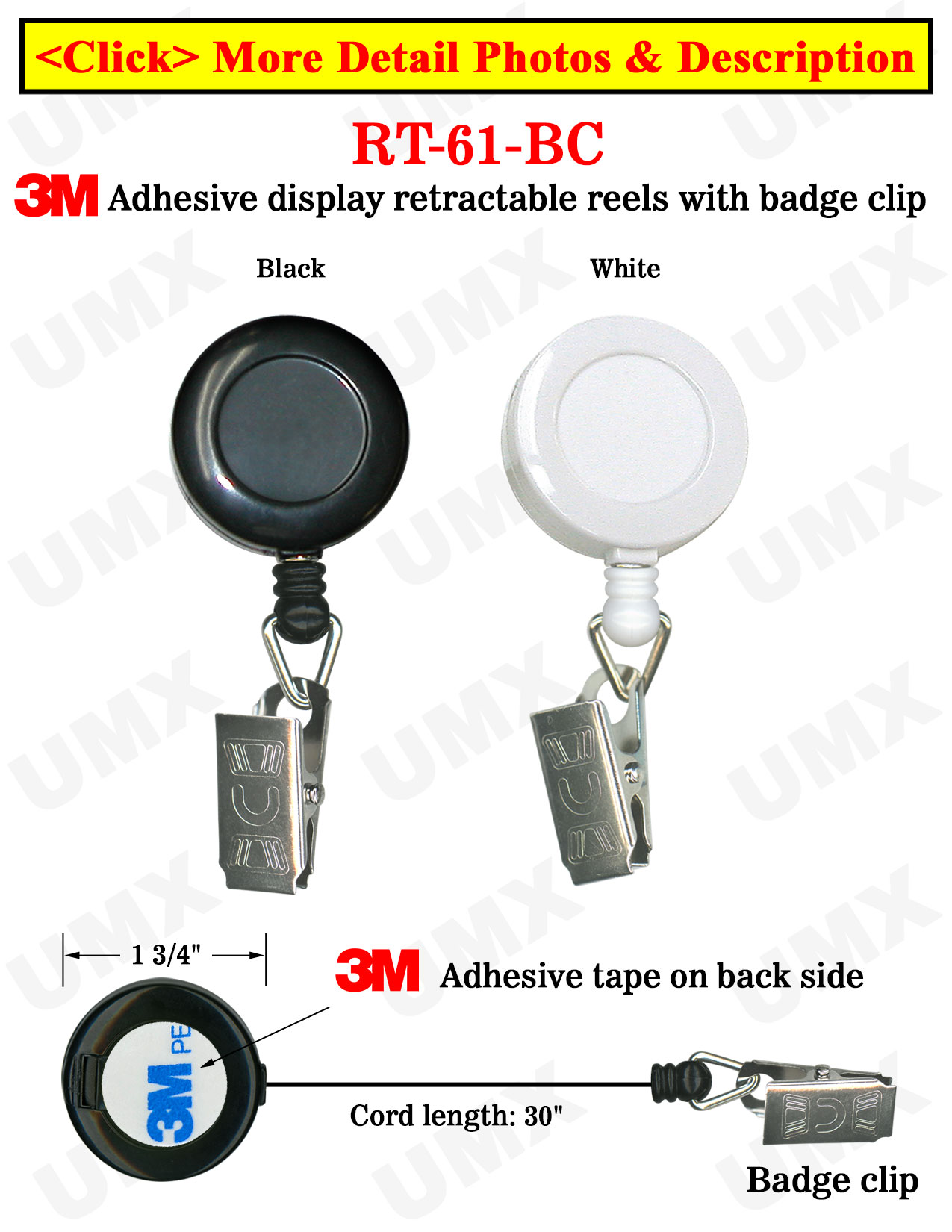 High Quality Low Cost Cheap Price Display Retractable Reels With Metal Clips and Adhesive Backing