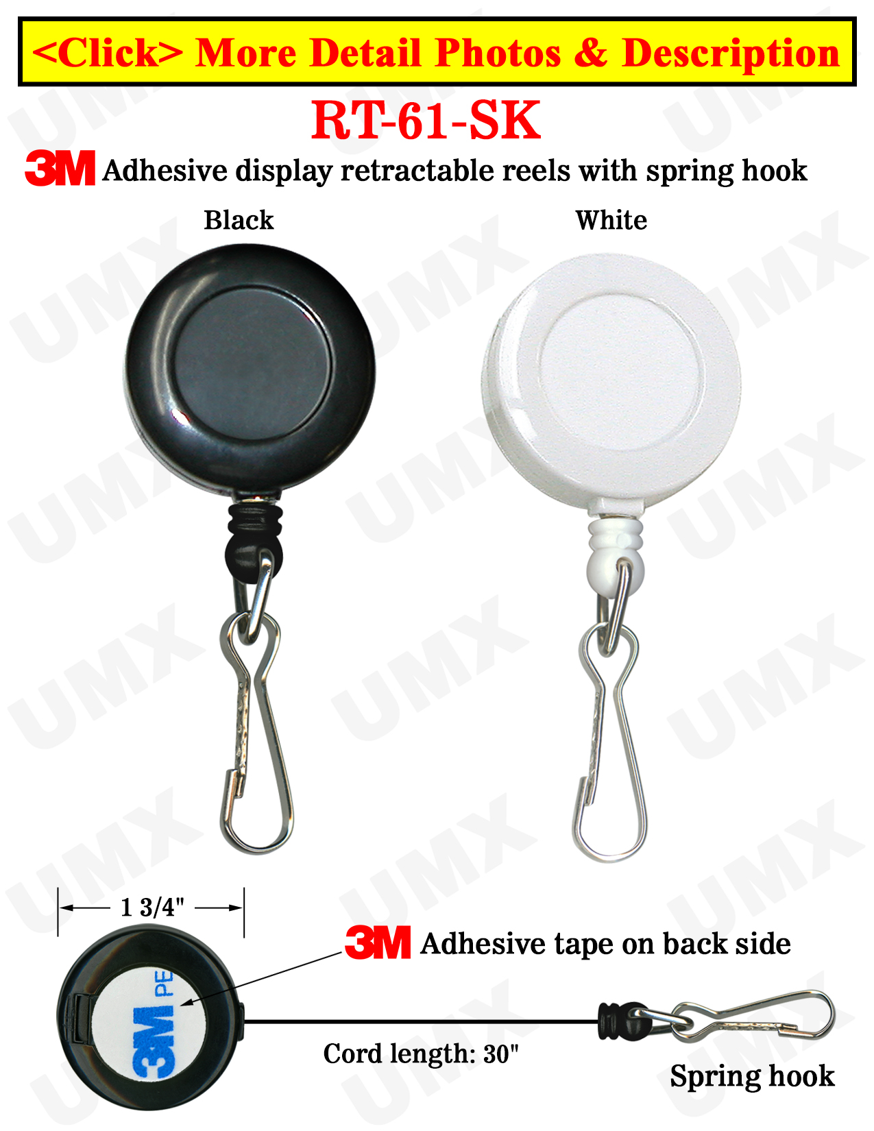 High Quality & Cheap Convention Display Retractable Convention Disply Reels  With Metal Spring Hooks and Adhesive Backing 