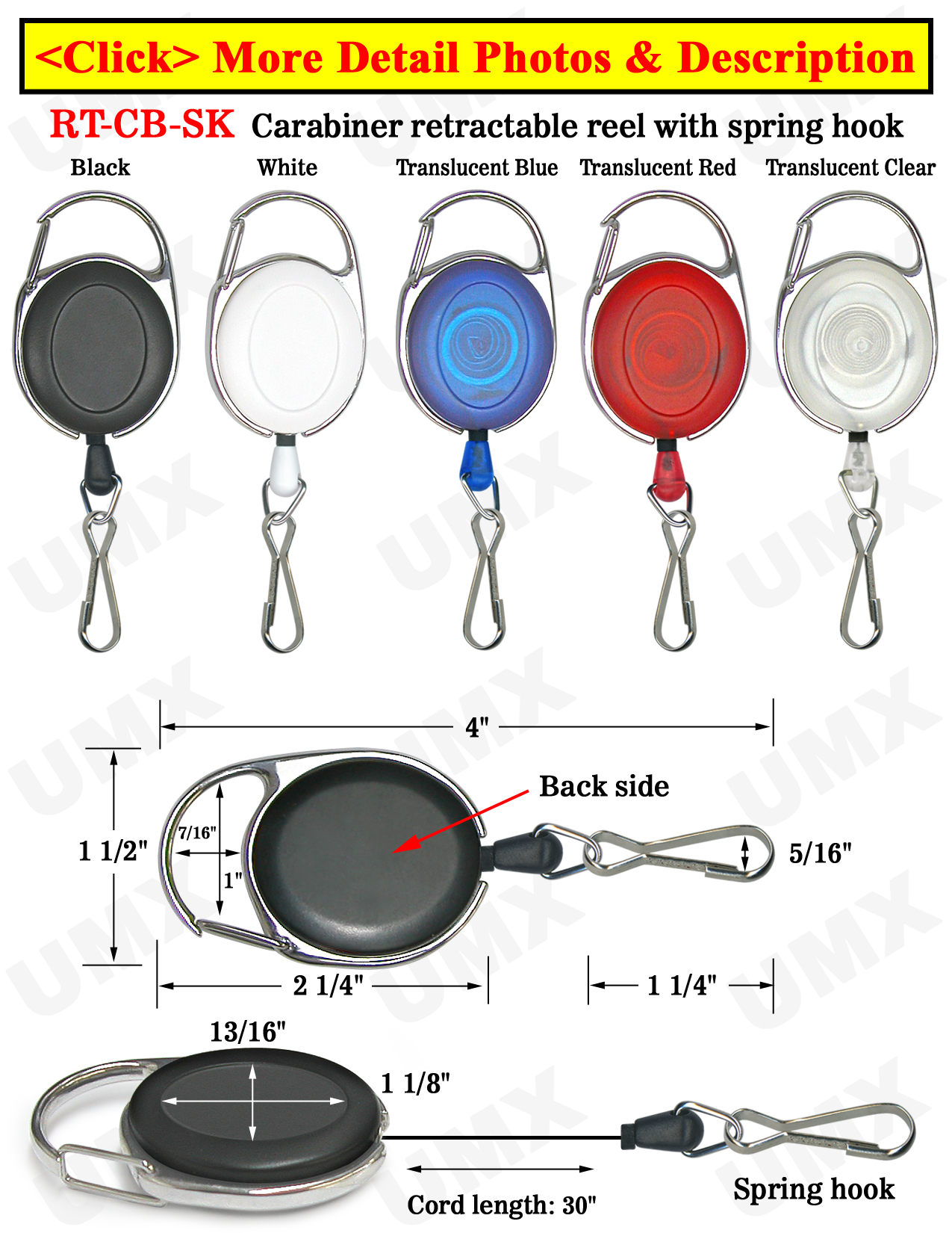 Carabiner Retractable Spring Hooks For Small Hardware Attachment 