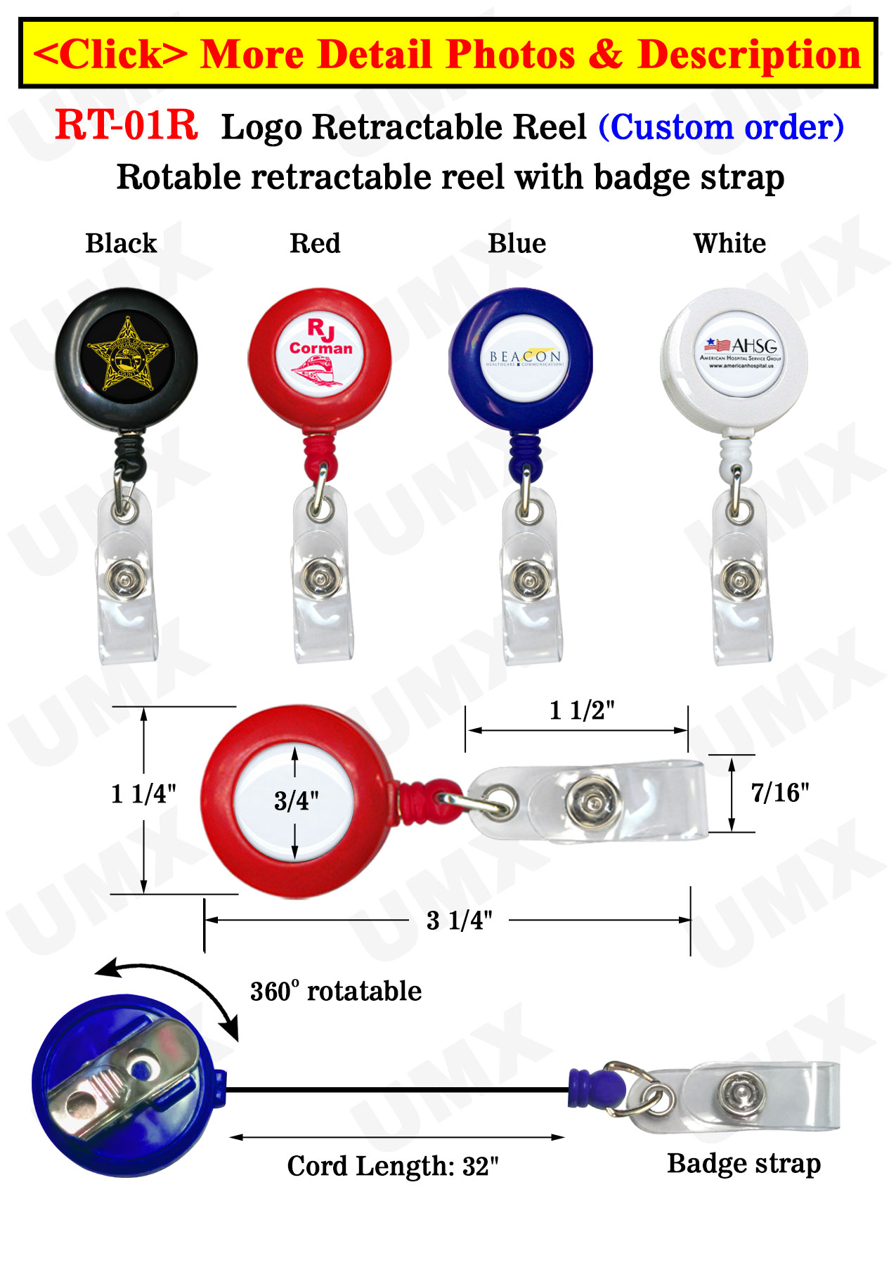 Full Color Logoed Badge Reels With Domed Cover Protection - Wholesale
