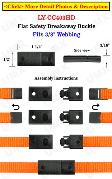 Plastic Safety Buckles: Small Flat & Straight Breakaway Buckles - 3/8"