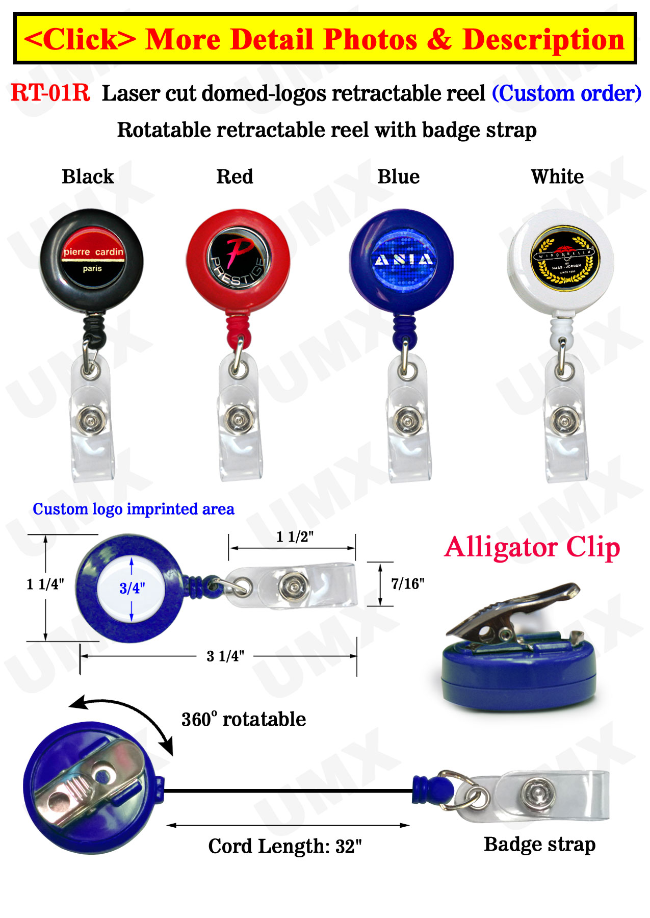Laser Cut Customized Badge Reels With Domed Logo Cover Protection