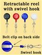 Retractable Reels With Metal Swivel Hooks