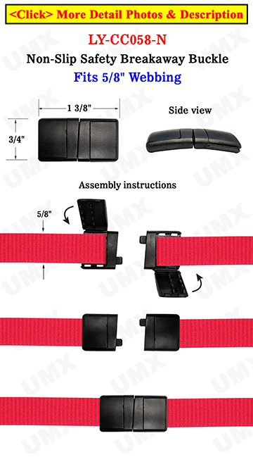 5/8 Non-Slip Safety Breakaway Buckles 