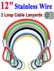6" Two-Loop: Stainless Steel Cable Lanyards: With Colored Vinyl Protection