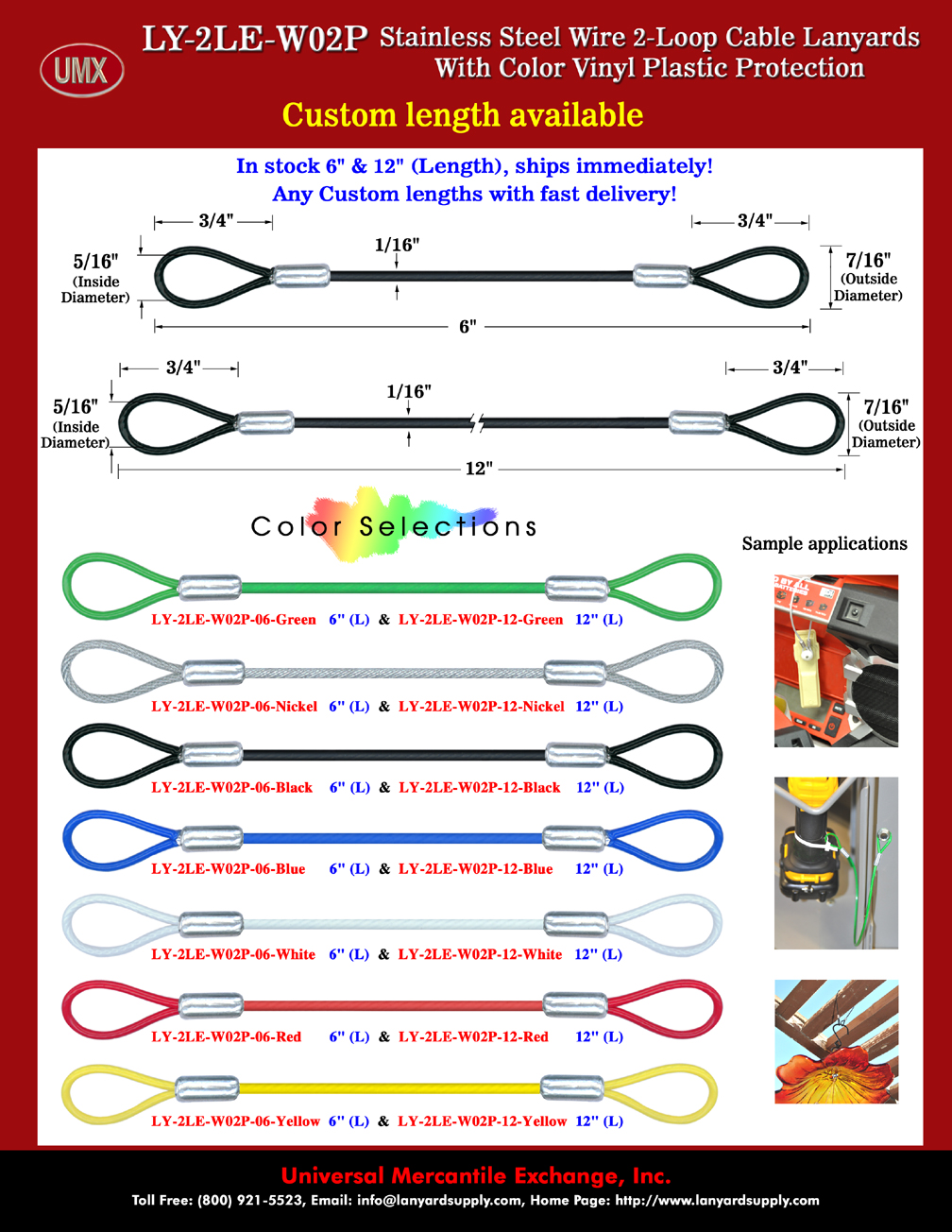 Overall View: Helpful Photo For 12" Two-Loop: Stainless Rope Cord Cable Lanyards / Leashes  Buyer
