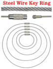 6" Cable Key Rings: Stainless Steel Wire Keyrings, Metal Ring Security Lanyards. RK-W01-06/Per-Piece