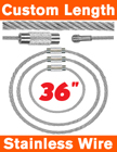 36" Long Size Cable Key Rings: Big Loop Steel Metal Cable Rings RK-W01-36/Per-Piece