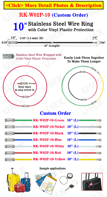 10" Braided Stainless Steel Wire Tether Cable Rings