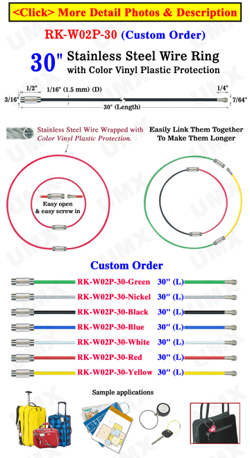 30" Corrosion Resistant Cable Key Holders Made of Stainless Steel