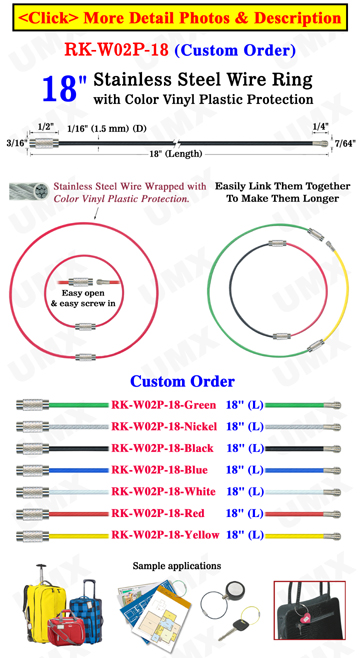 18" Stainless Tether Cable with Secured Screw Locks